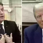 Emmanuel Macron praised for grabbing Donald Trump’s arm and interrupting him mid-interview to correct his claims